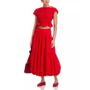 NEW CINQ A SEPT blythe maxi skirt in red